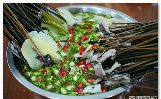 Bobo chicken — skewers steeped cold in the sauce