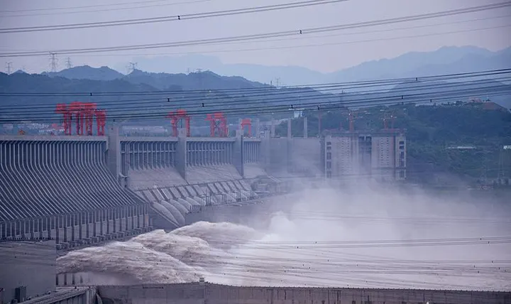 Spillway discharge at the Three Gorges Dam