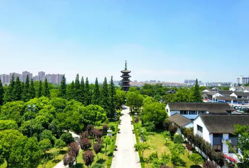 A path through a temple yard, the pagoda closing the view