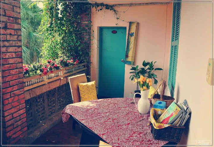A balcony corner in an old villa guesthouse