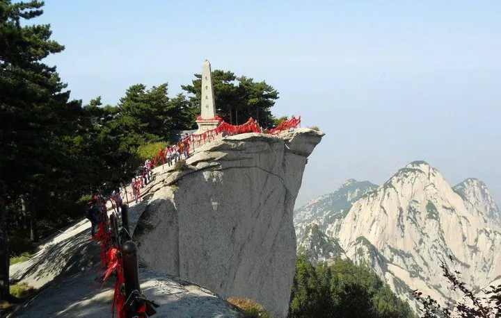 The plank walk on Mount Hua's cliff face