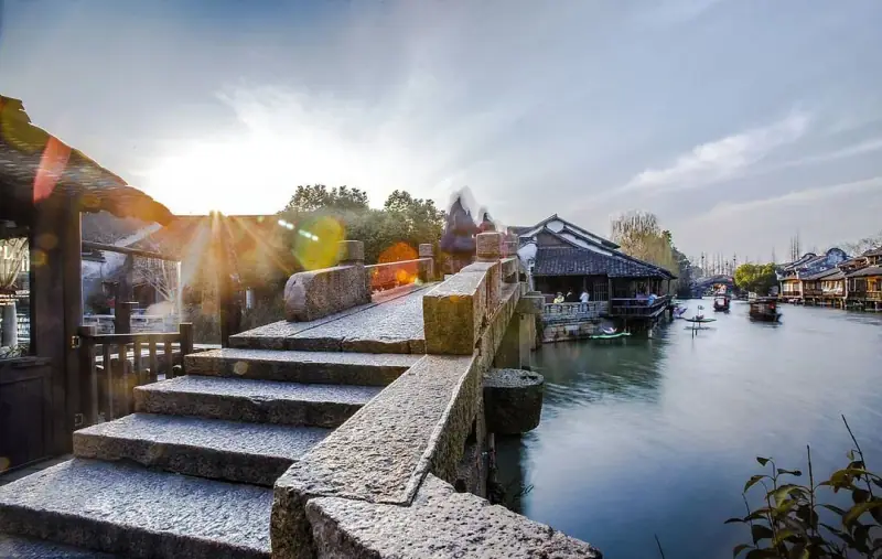 Stone steps down to the water