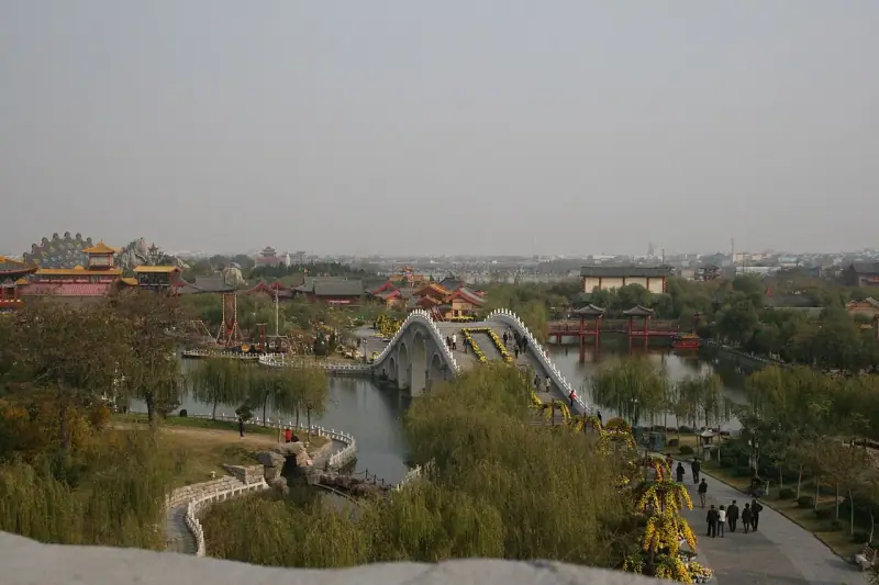 The park seen from above, with the Bian River