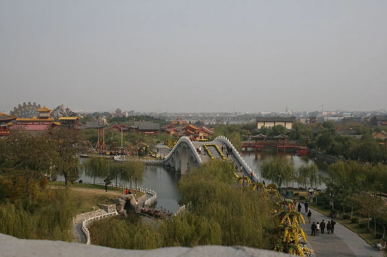 The park seen from above, with the Bian River