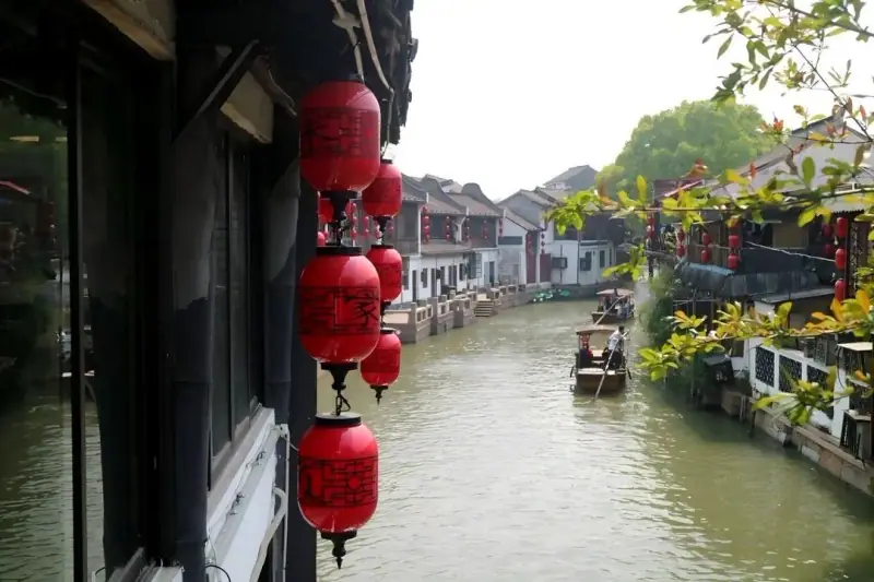 Covered walkways hung with lanterns