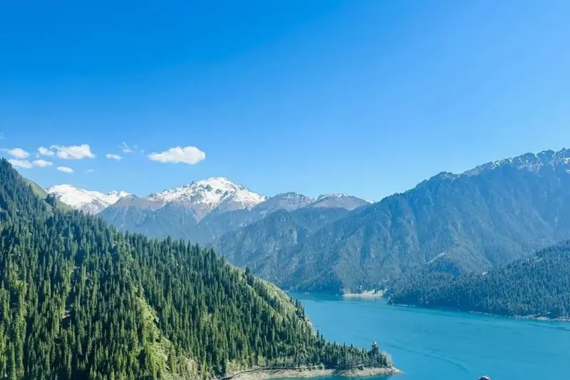 Tianchi seen from above the treeline