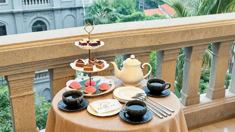 Afternoon tea at the Huangjia Garden villa