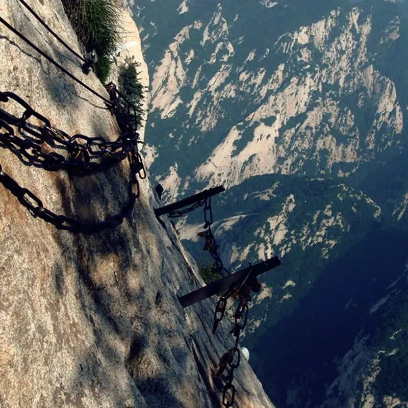 Cliff paths cut into the rock
