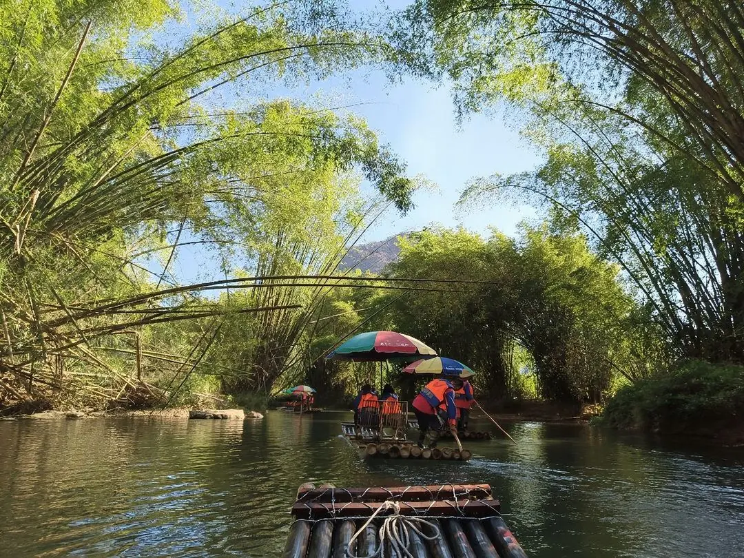 Bamboo shade over the water